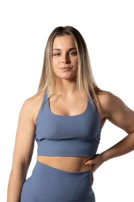 Gerippter v2 Nahtloser Sport-BH Blau
