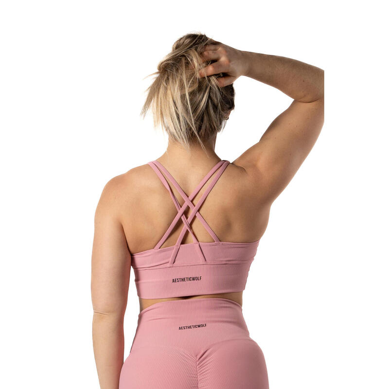 Brassière De Sport Côtelée v2 Rose