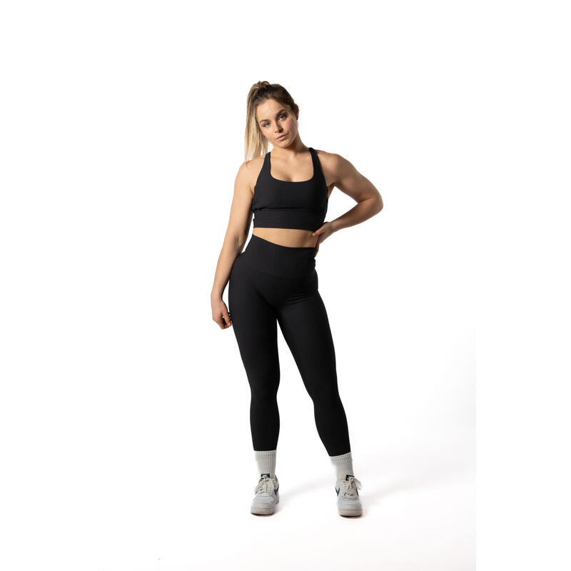 Gerippte v2 Scrunch Nahtlose Leggings Fitness Schwarz