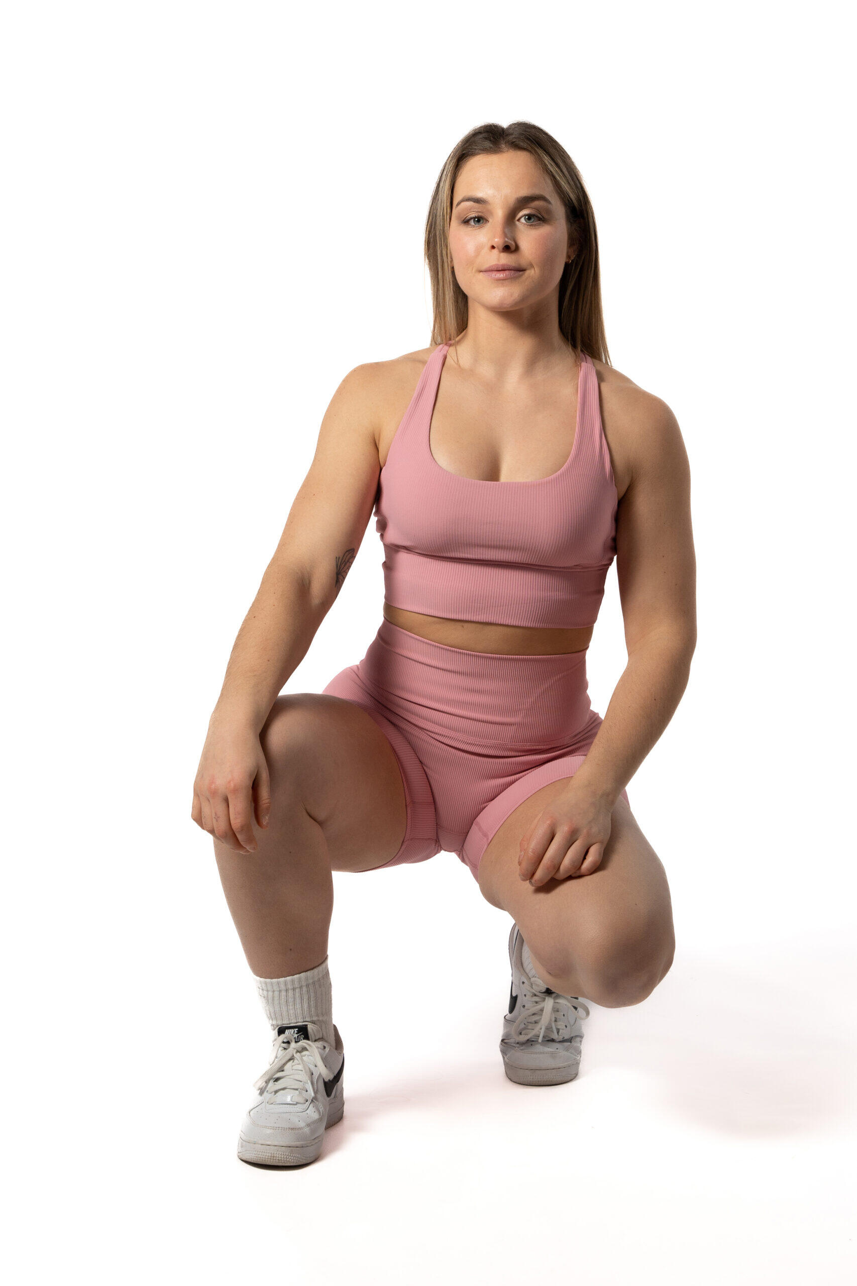 Gerippter v2 Nahtloser Sport-BH Rosa 4/5