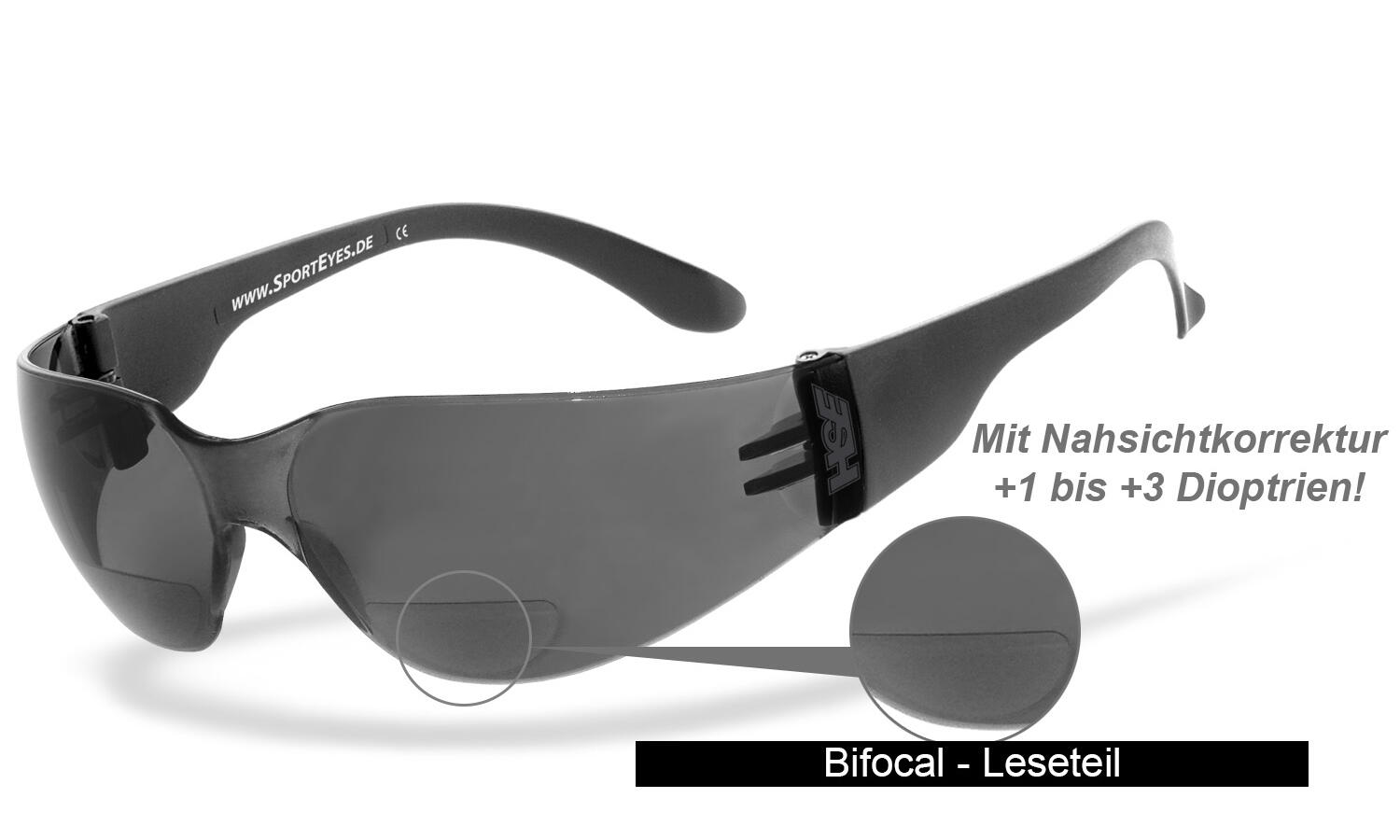 Sportbrille | SPRINTER 2.3 +1,50 Dioptrien | smoke | Leseteil | beschlagfrei 3/7