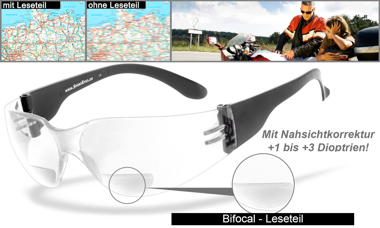 Sportbrille | SPRINTER 2.3 +1,50 Dioptrien | Leseteil | beschlagfrei 7/7