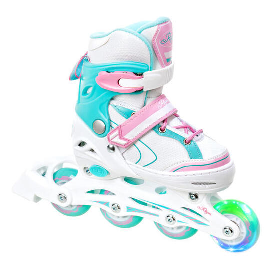Patines ajustables rueda Lia Blanco/Rosa