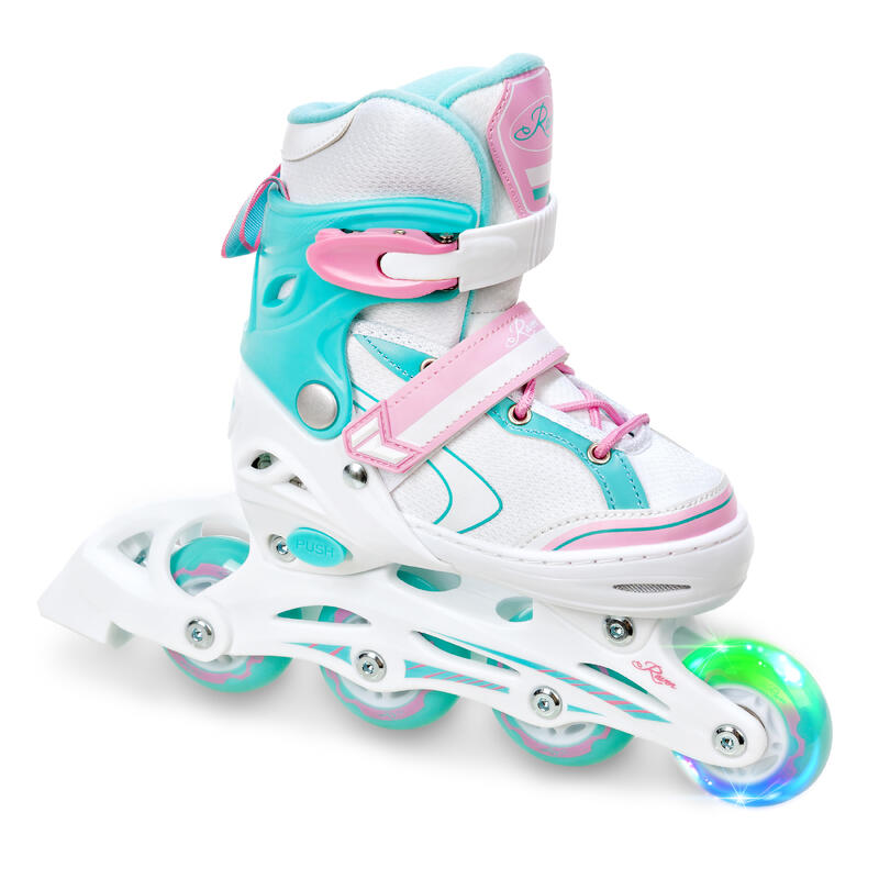 Patines ajustables 3en1 Rueda LED luminosa Lia Blanco/Menta