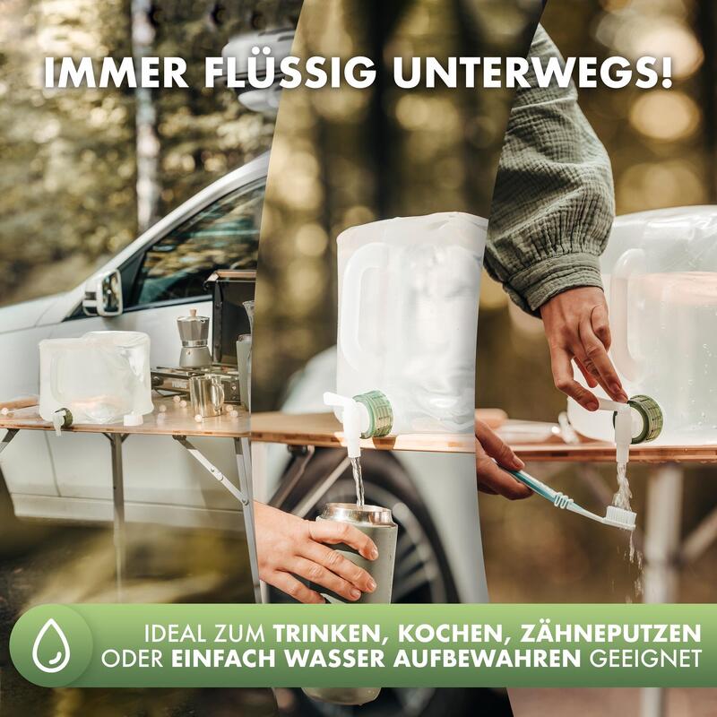 NATURBUMMLER ® 4er-Set 10l Wasserkanister Faltbar Outdoor [Co2-Neutral]