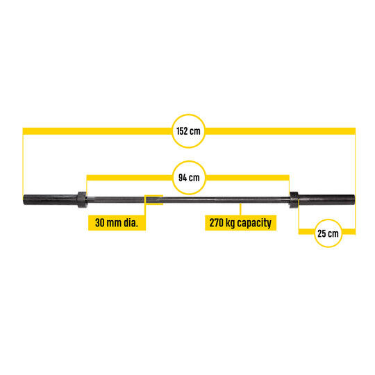 Oly. halterstang 150 cm OLBAR150C voor fitness en krachttraining