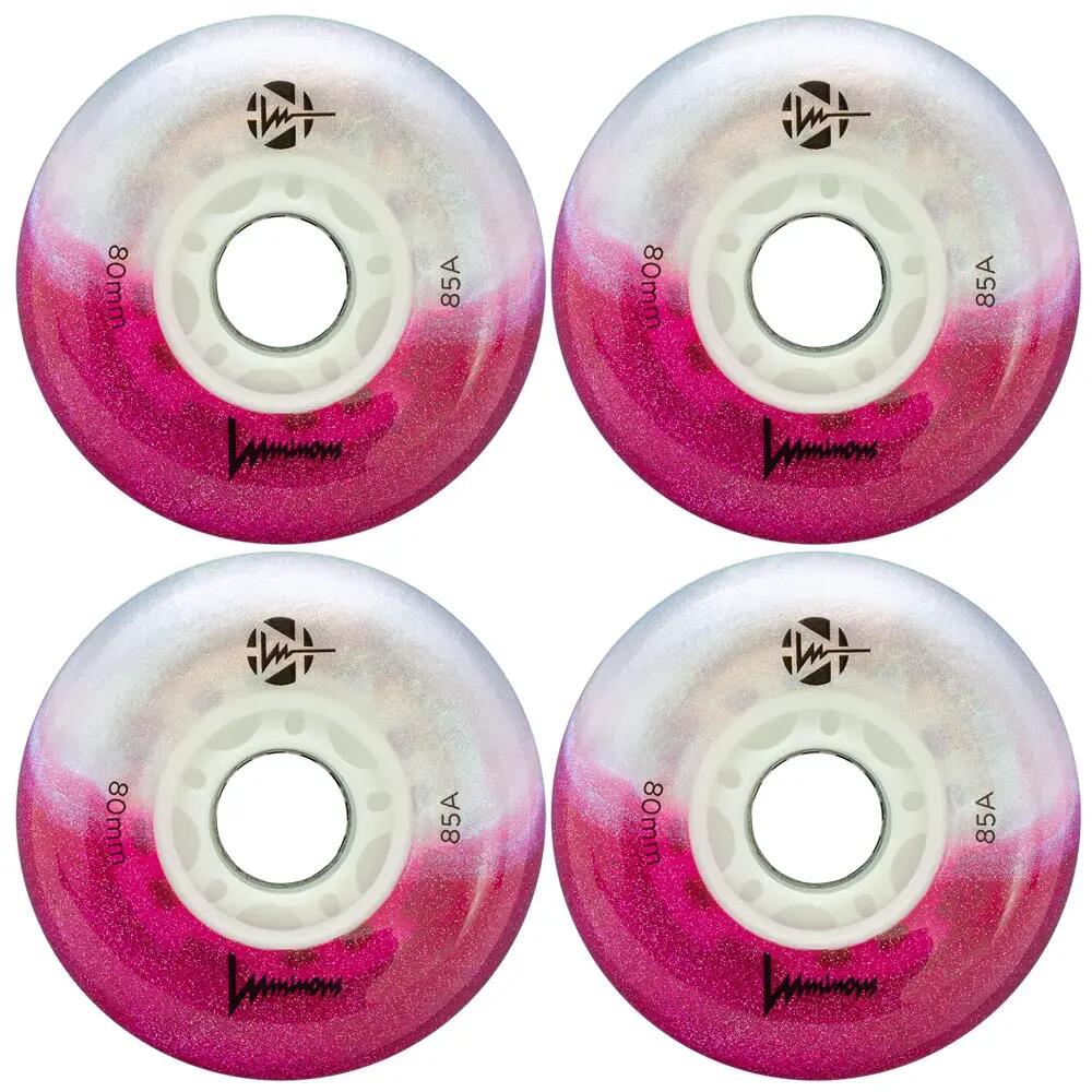 LUMINOUS LED LIGHT UP INLINE SKATE WHEELS - COTTON CANDY 80 MM – SET OF 4