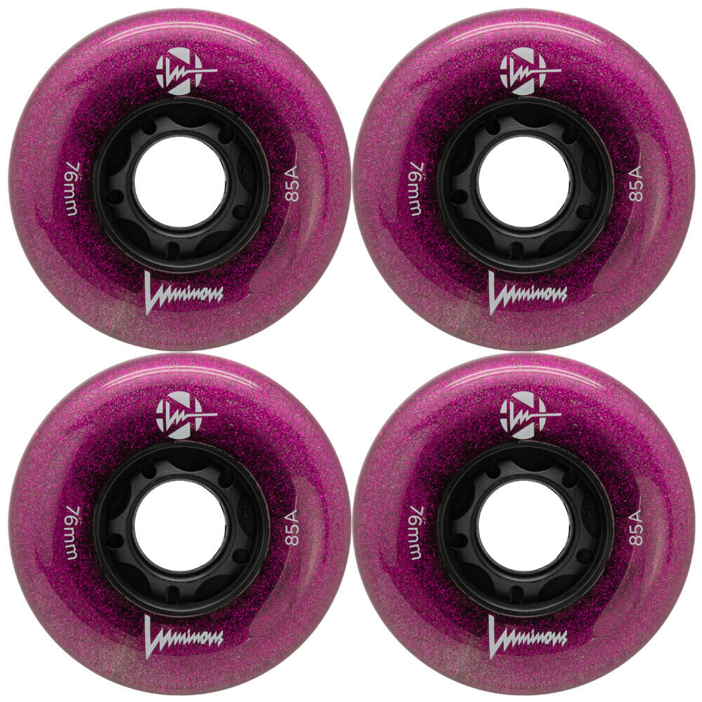 LUMINOUS LUMINOUS LED LIGHT UP INLINE SKATE WHEELS - PURPLE HAZE 80 MM – SET OF 4