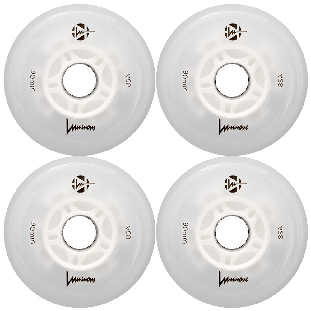 LUMINOUS LUMINOUS LED LIGHT UP INLINE SKATE WHEELS - WHITE 90 MM – SET OF 4