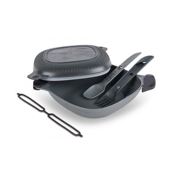 Lancheira hermética MESSKIT ECO com talheres - Cinza 4/4
