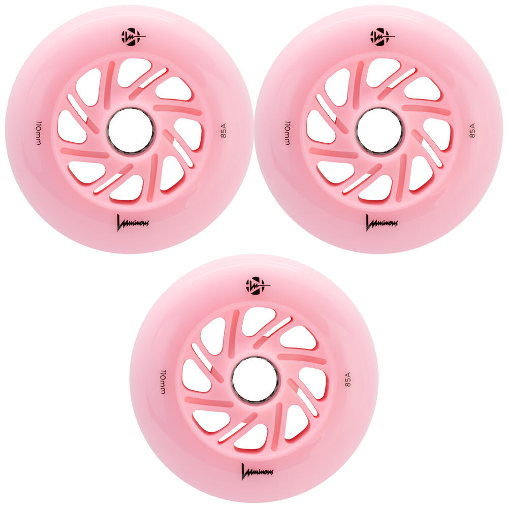 LUMINOUS LED LIGHT UP INLINE SKATE WHEELS - FLAMINGO 110 MM – SET OF 3 1/5