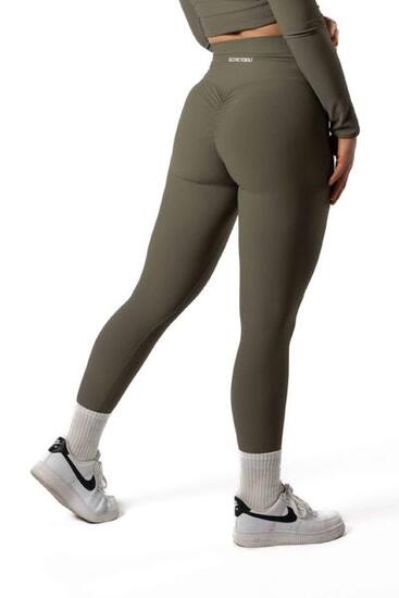 Naadloze Ribbed v2 Seamless Scrunch Legging Voor Fitness - Salie Groen