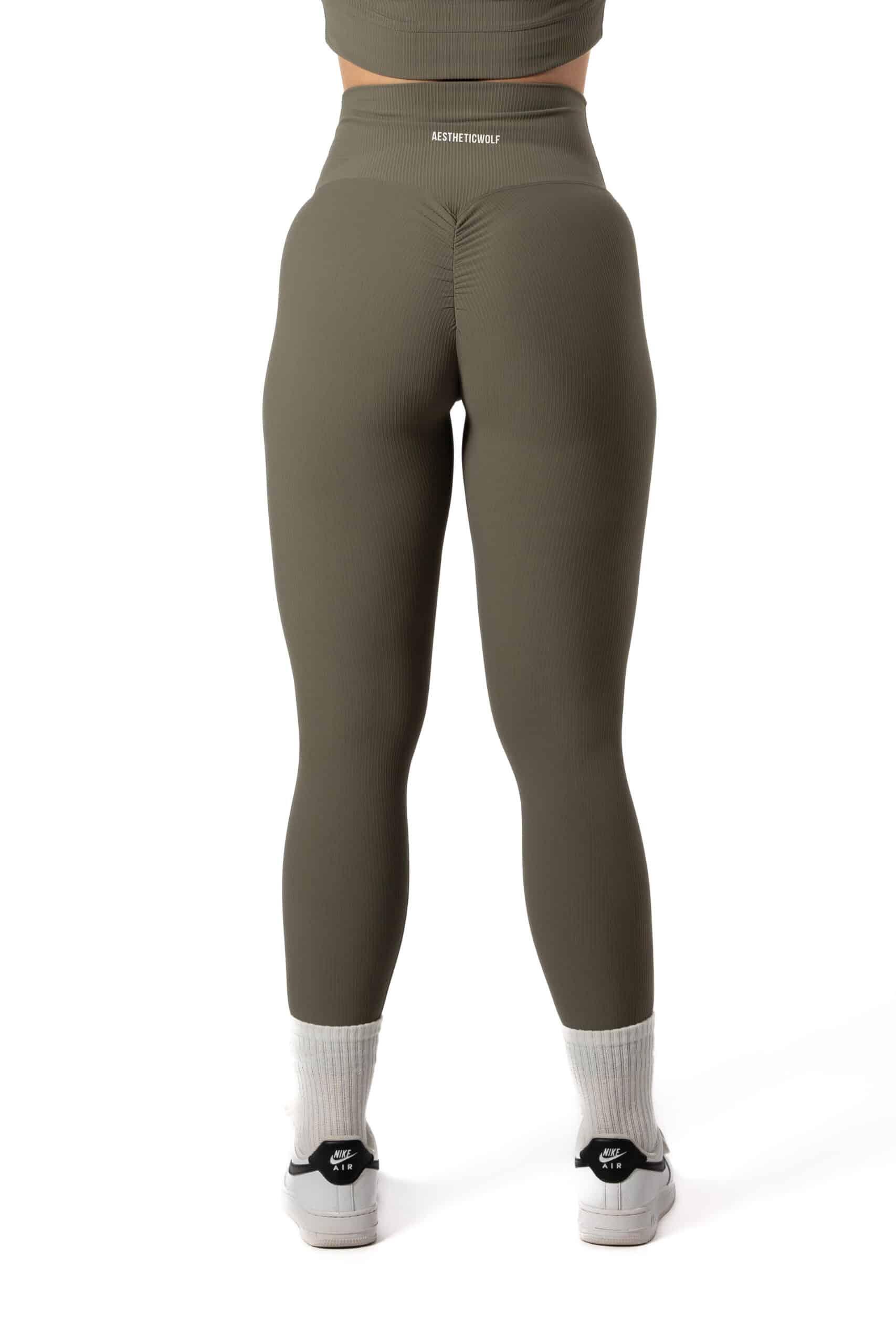 Leggings Senza Cuciture 'Ribbed v2' - Aesthetic Wolf - Fitness - Verde Salvia 2/5