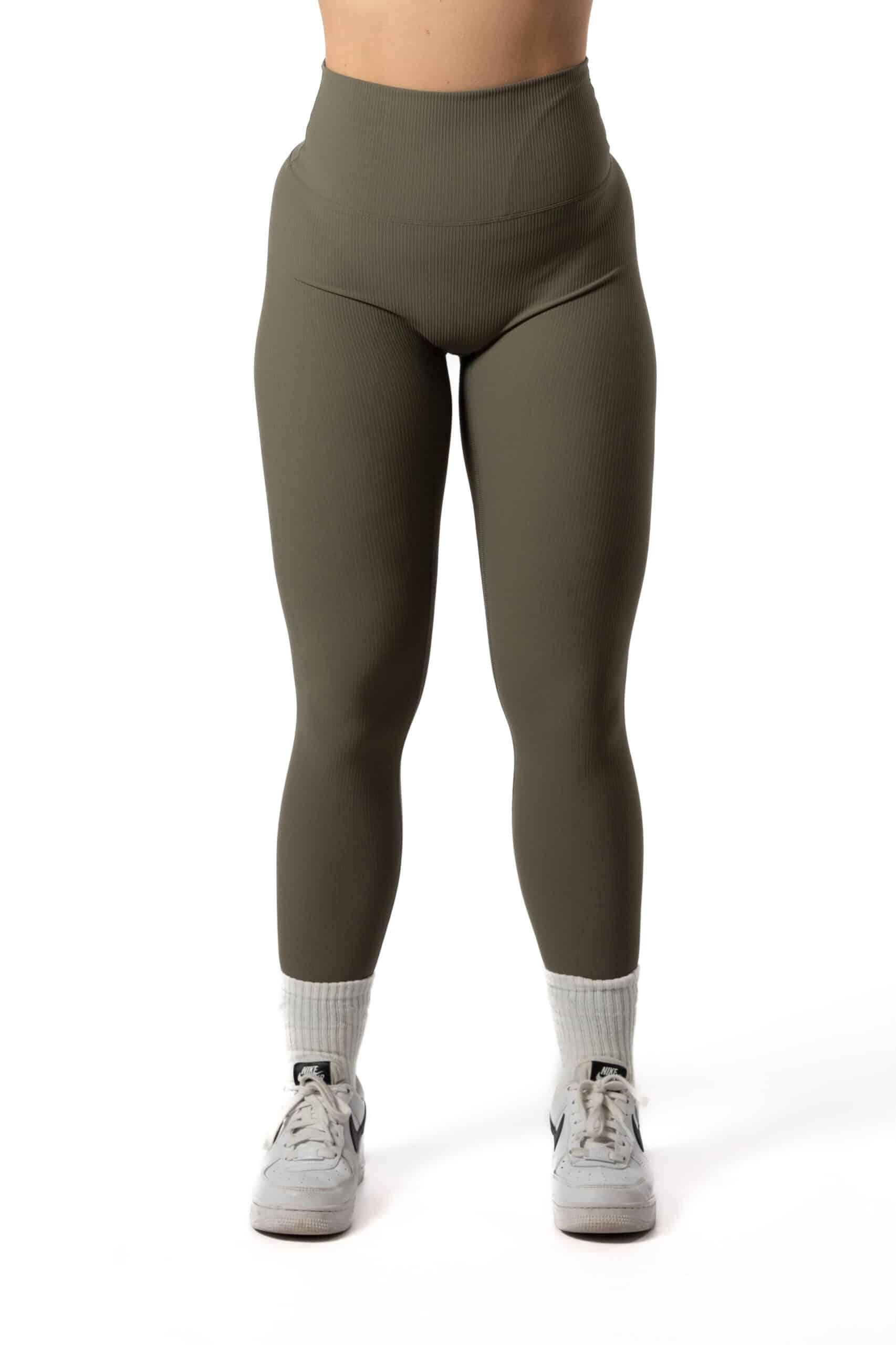 Leggings Senza Cuciture 'Ribbed v2' - Aesthetic Wolf - Fitness - Verde Salvia 3/5