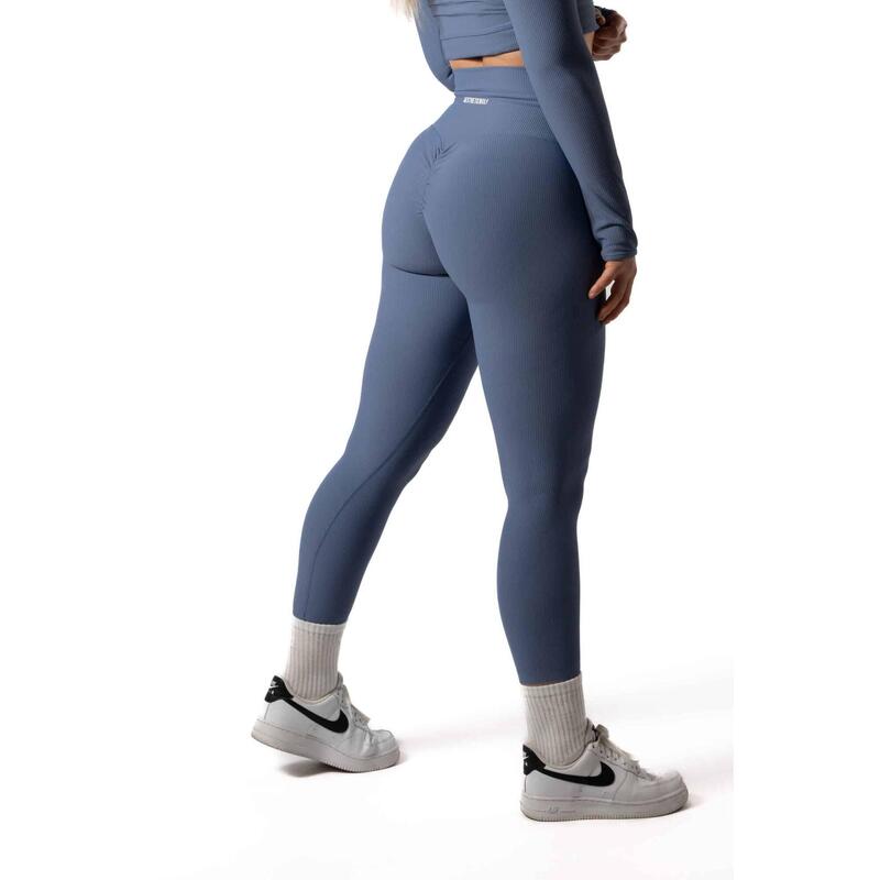 Gerippte v2 Scrunch Nahtlose Leggings Fitness Blau