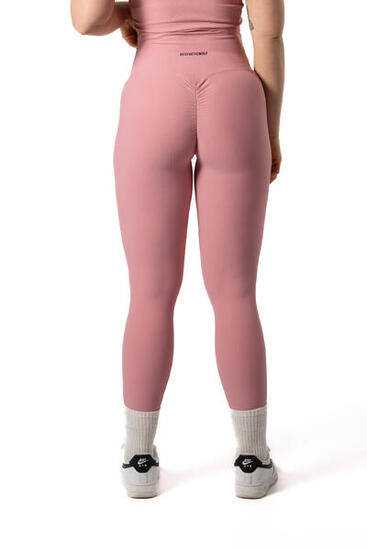 Legging Fitness Côtelé Scrunch Sans Coutures Rose