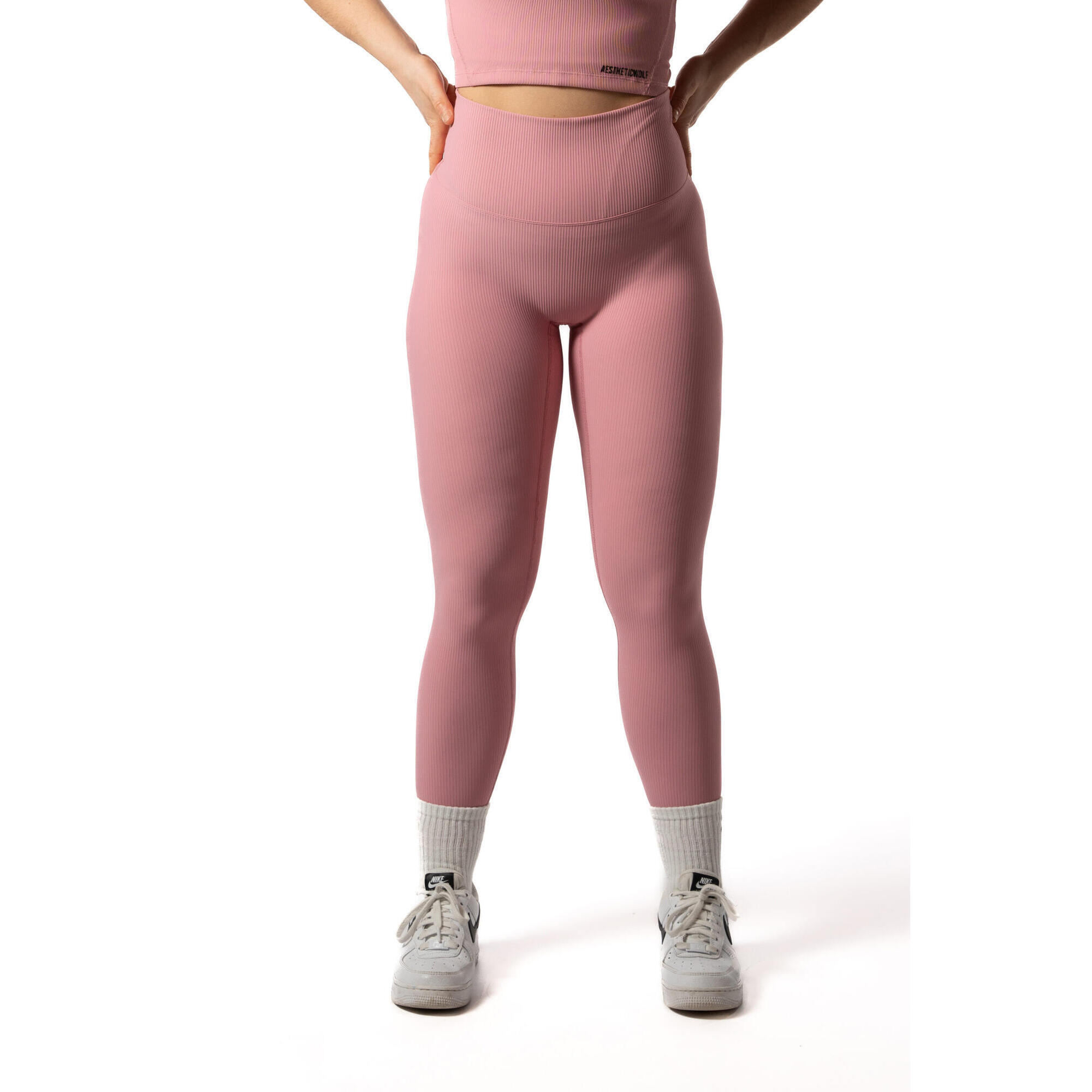 Legging Fitness Côtelé Scrunch Sans Coutures Rose 2/4