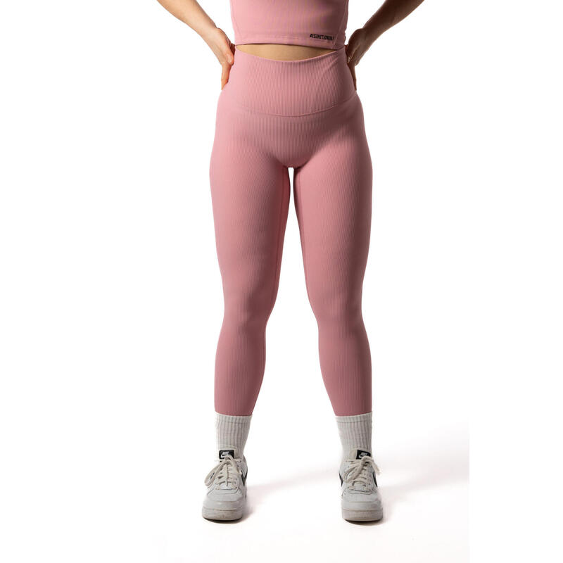 Legging Fitness Côtelé Scrunch Sans Coutures Rose