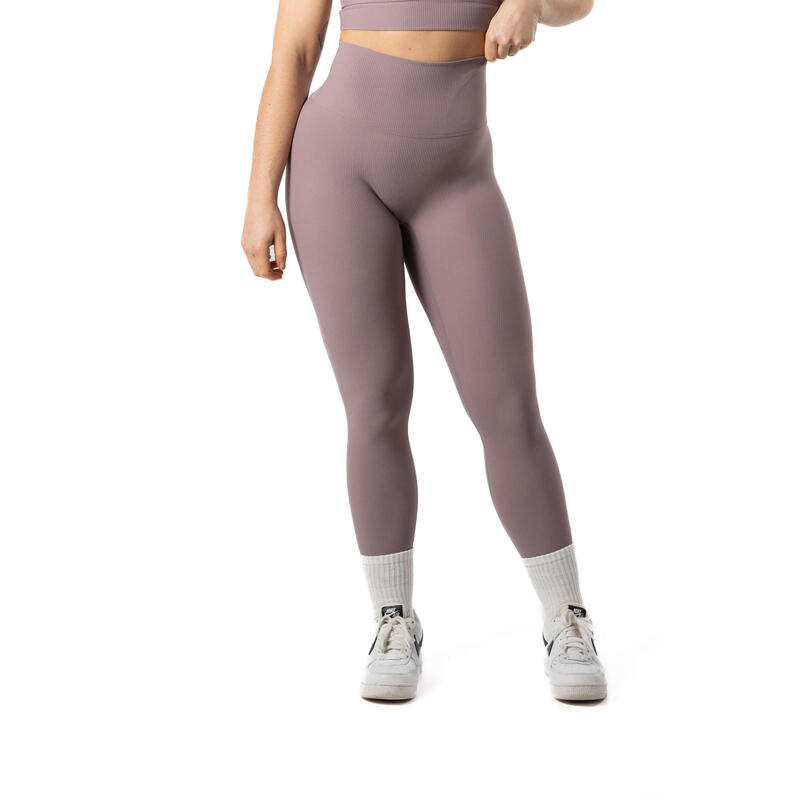 Legging Fitness Côtelé Scrunch Sans Coutures Plum Rouge