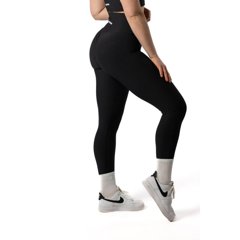 Gerippte v2 Scrunch Nahtlose Leggings Fitness Schwarz