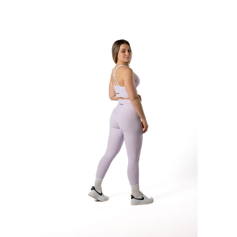 Legging Fitness Côtelé Scrunch Sans Coutures Lavande Bleu