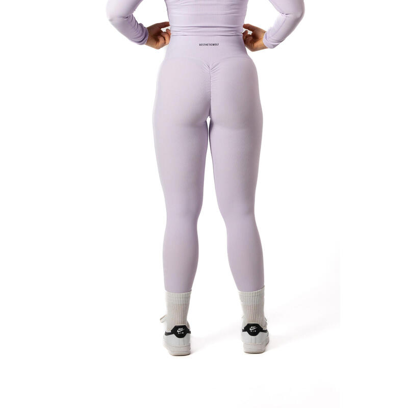 Naadloze Ribbed v2 Seamless Scrunch Legging Voor Fitness - Lavendel