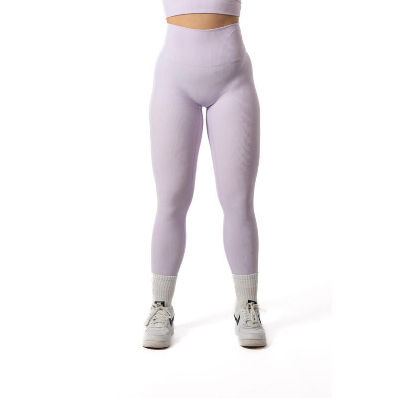 Legging Fitness Côtelé Scrunch Sans Coutures Lavande Bleu