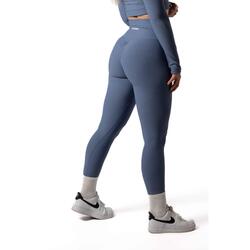 Legging Fitness Côtelé Scrunch Sans Coutures Bleu