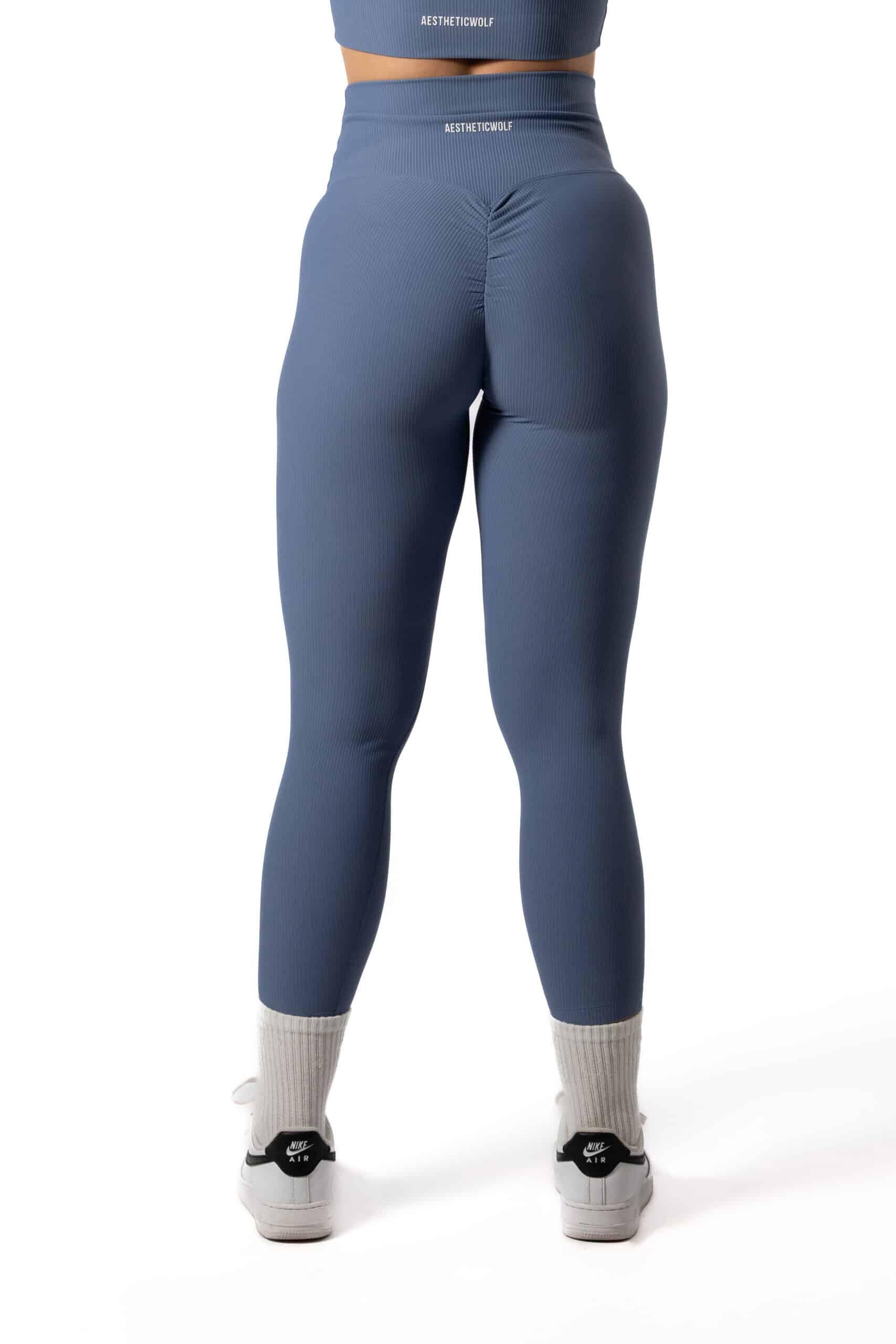 Mallas leggings sin costuras Ribbed v2 Scrunch Fitness Azul 3/5