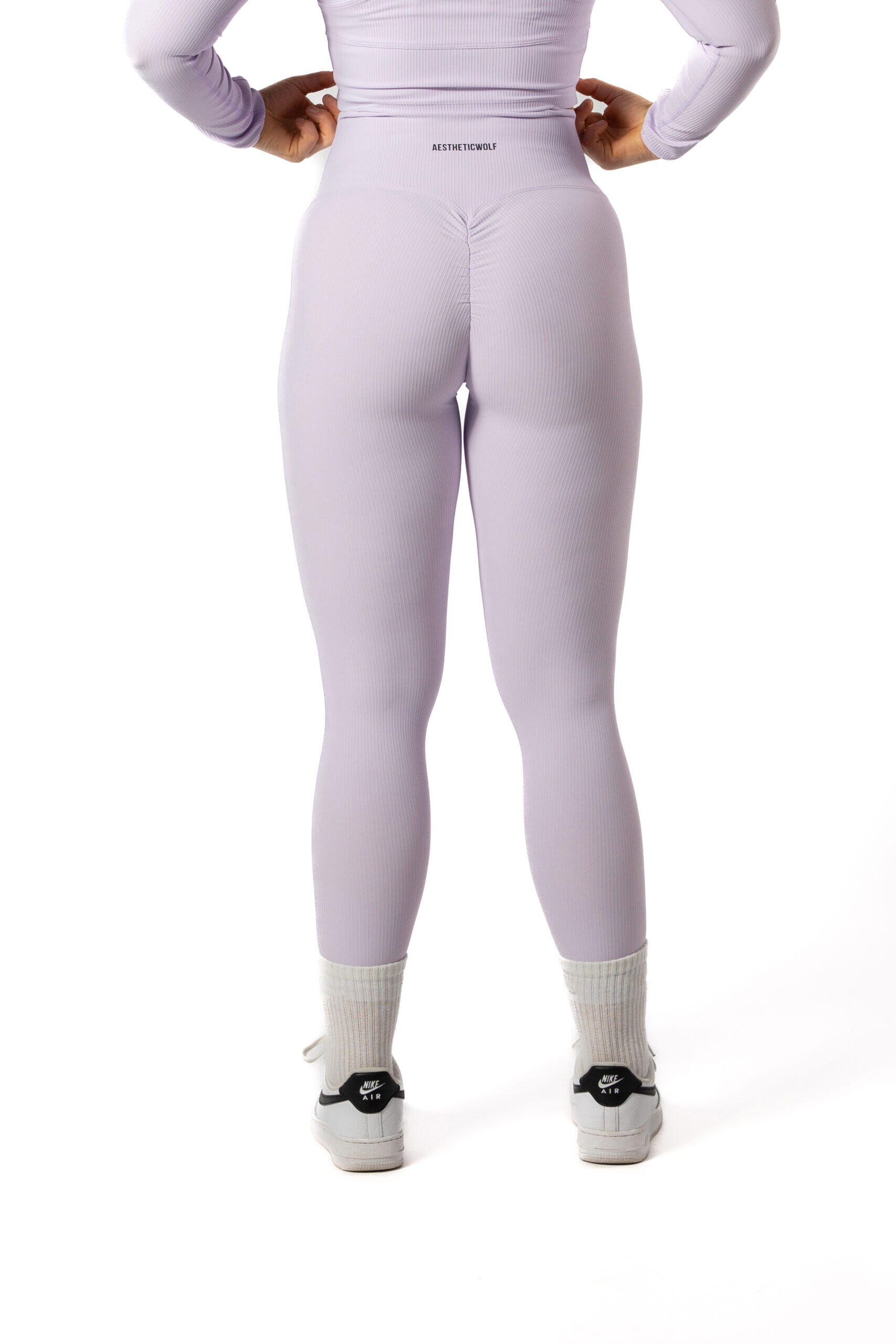 Legging Fitness Côtelé Scrunch Sans Coutures Lavande Bleu 3/5
