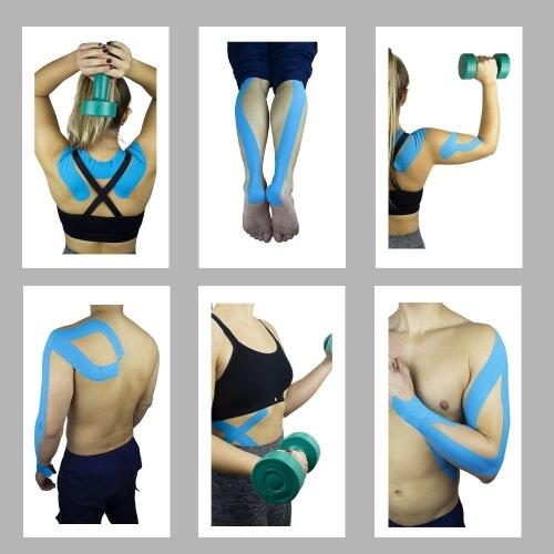 Pack de 2 Kinesiotape bande kinesiologie Bandage neuromusculaire 5 x 5 cm