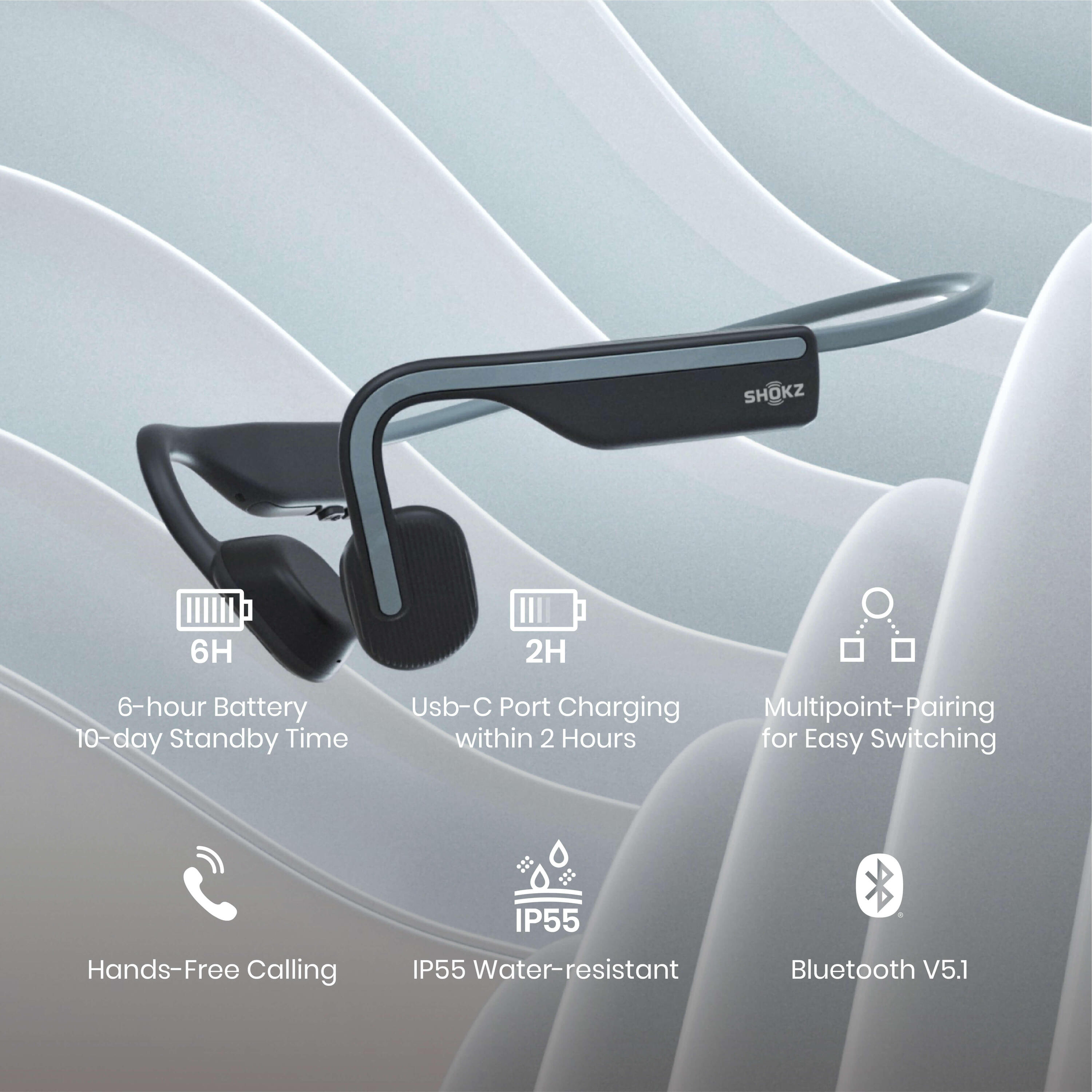 OpenMove Bone Conduction Sports Headphones 6/7