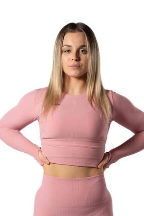 Top Fitness à Manches Longues Côtelées v2 Rose