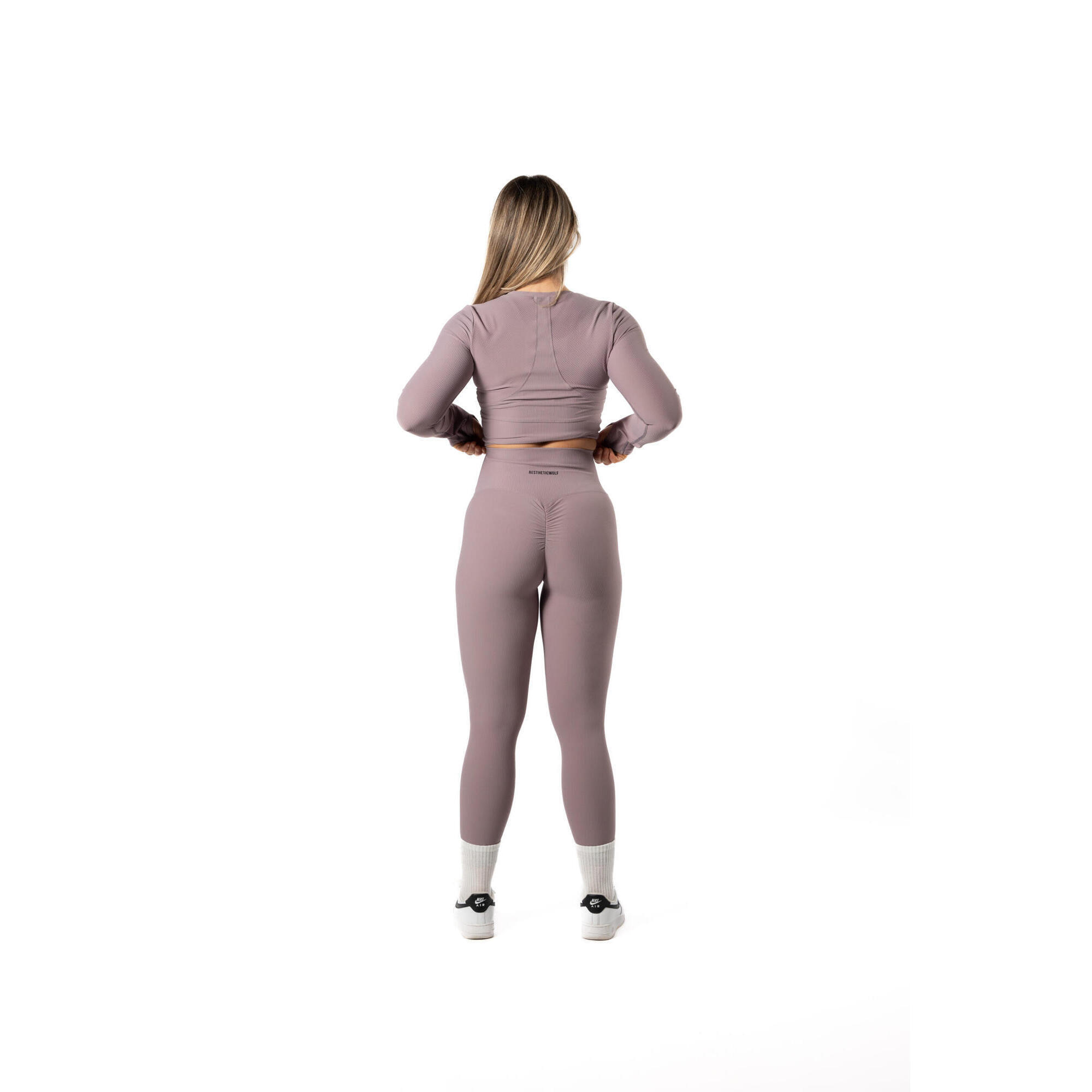 Top Fitness à Manches Longues Côtelées v2 Plum Rouge 5/5