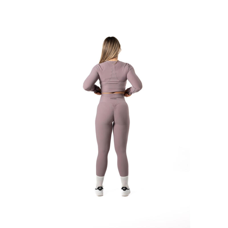 Cima de Manga Comprida v2 Nervurada Fitness Plum Vermelho