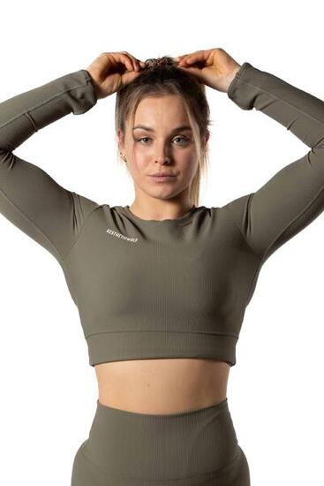 Top Fitness à Manches Longues Côtelées v2 Vert Sauge