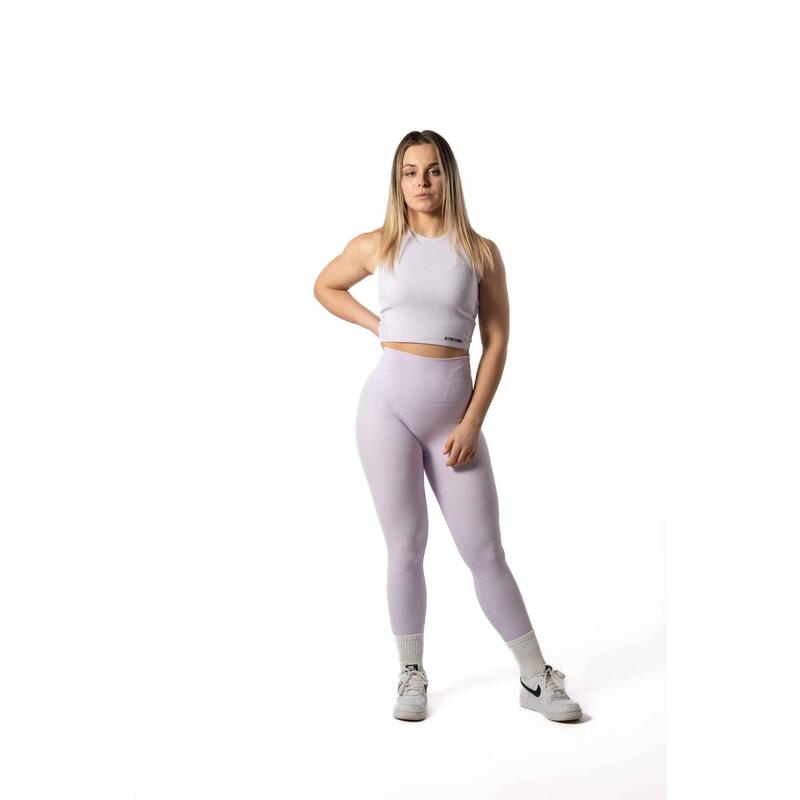 Geripptes v2 High Neck Crop Tank Fitness Lavendel