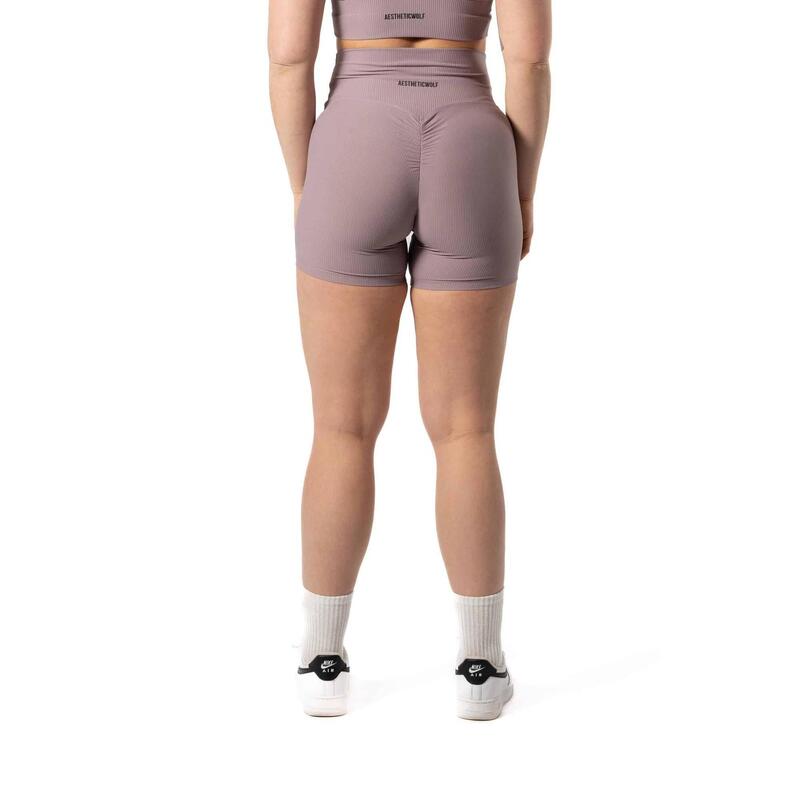 Naadloze Ribbed v2 Scrunch Seamless Shorts voor Fitness Plum Blossom