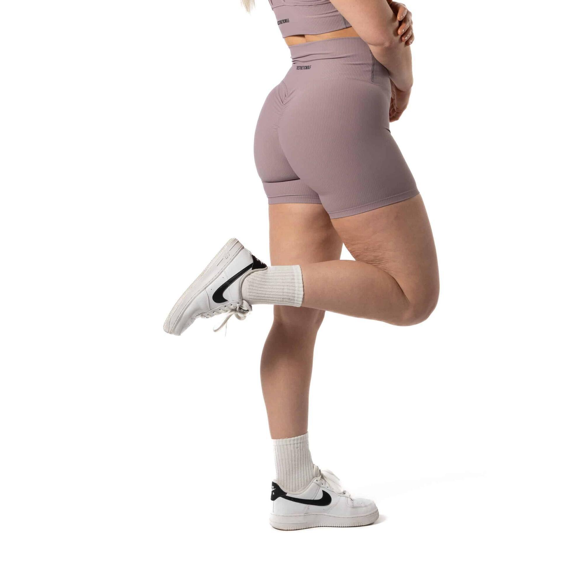 Pantaloncini a coste v2 Scrunch - Fitness - Donna - Fiore di prugna 3/5