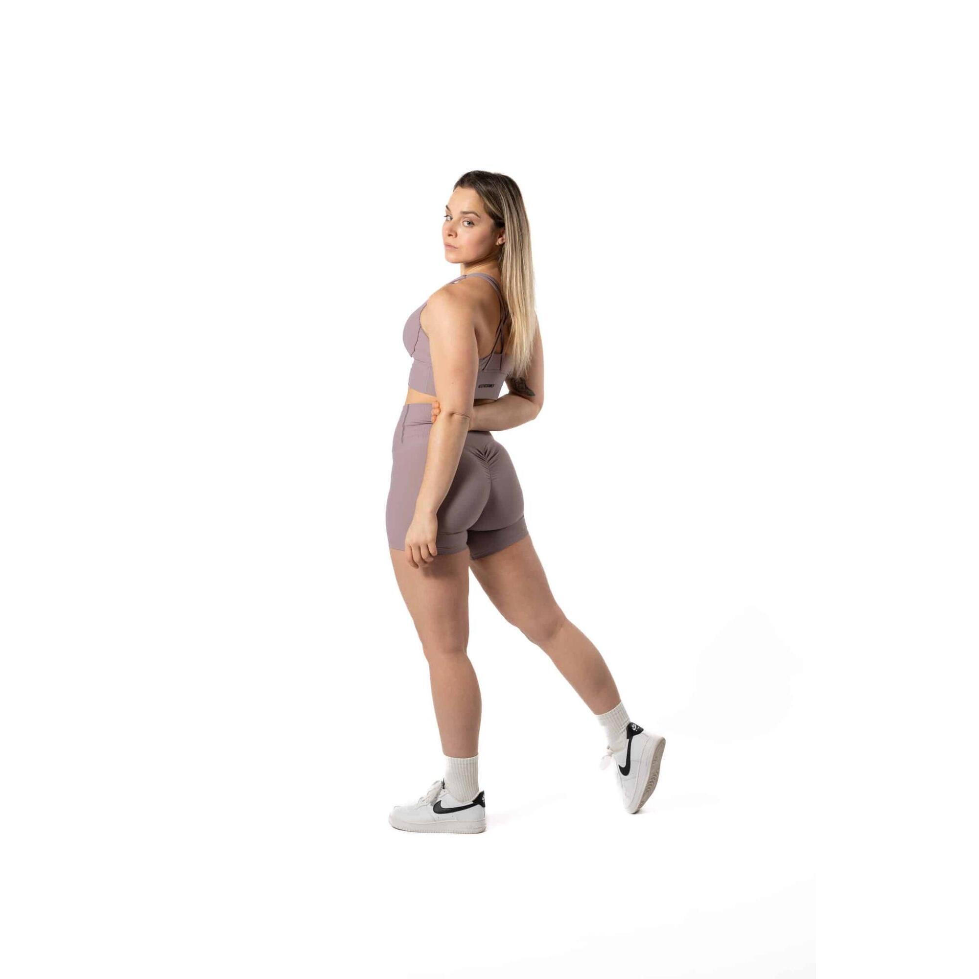 Pantaloncini a coste v2 Scrunch - Fitness - Donna - Fiore di prugna 4/5