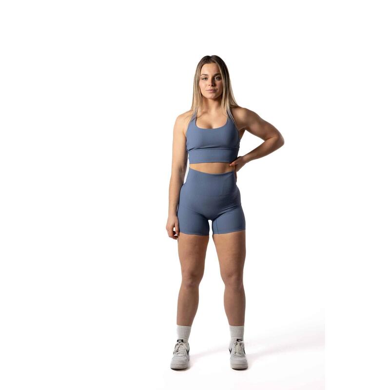Short Sans Souture Côtelée v2 Scrunch Fitness Bleu