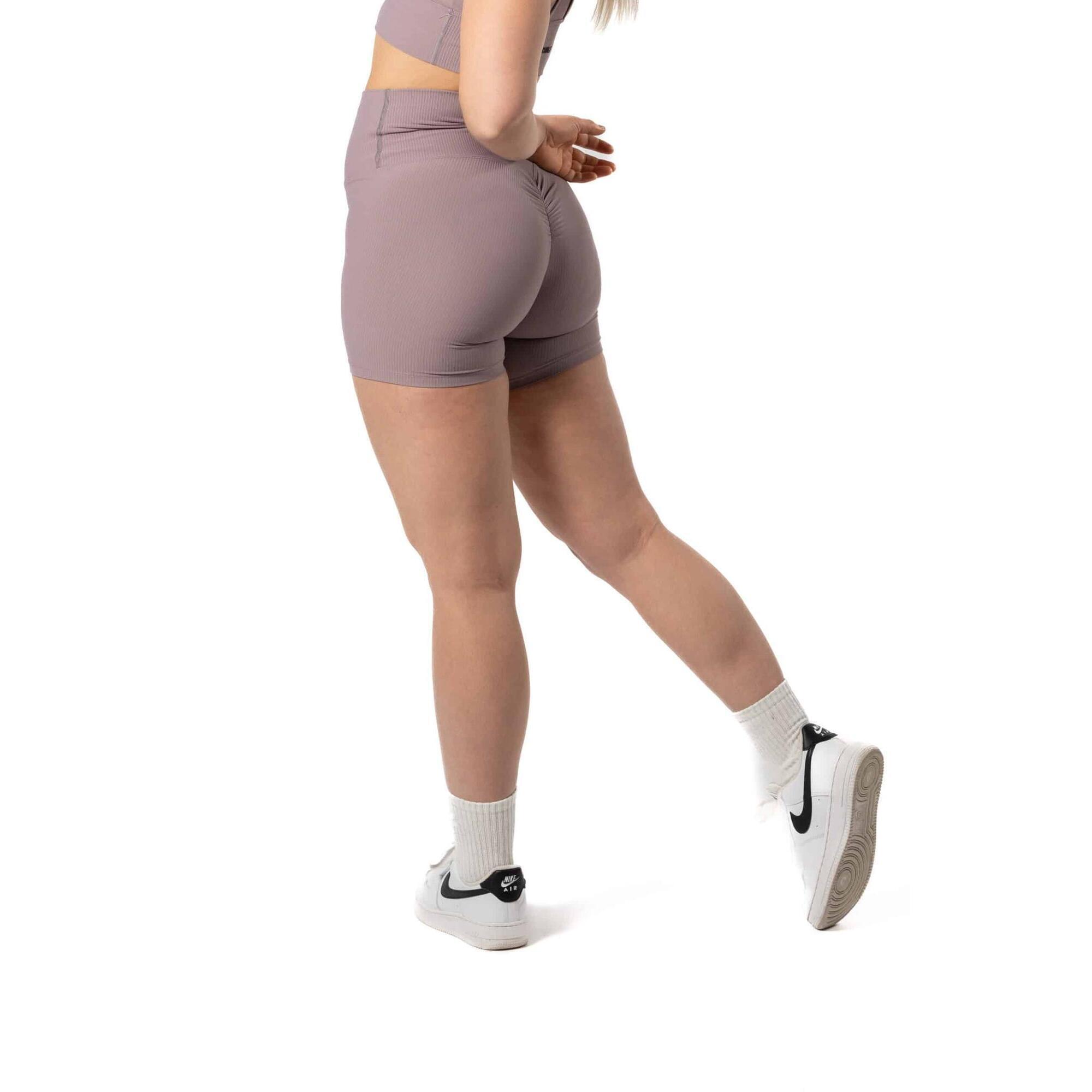 Pantalón Corto de Canalé sin Costuras v2 Scrunch Fitness Plum Roja 2/5