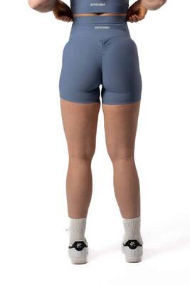 Naadloze ribbed v2 scrunch seamless shorts voor fitness blauw