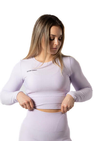 Top Fitness à Manches Longues Côtelées v2 Lavande Bleu