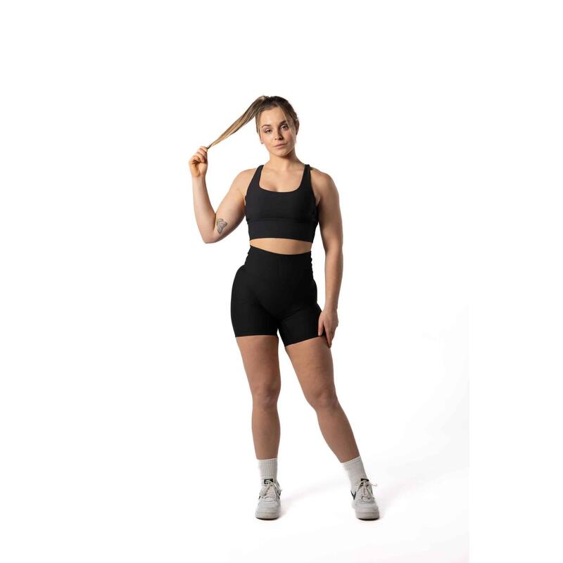 Naadloze Ribbed v2 Scrunch Seamless Shorts voor Fitness Zwart