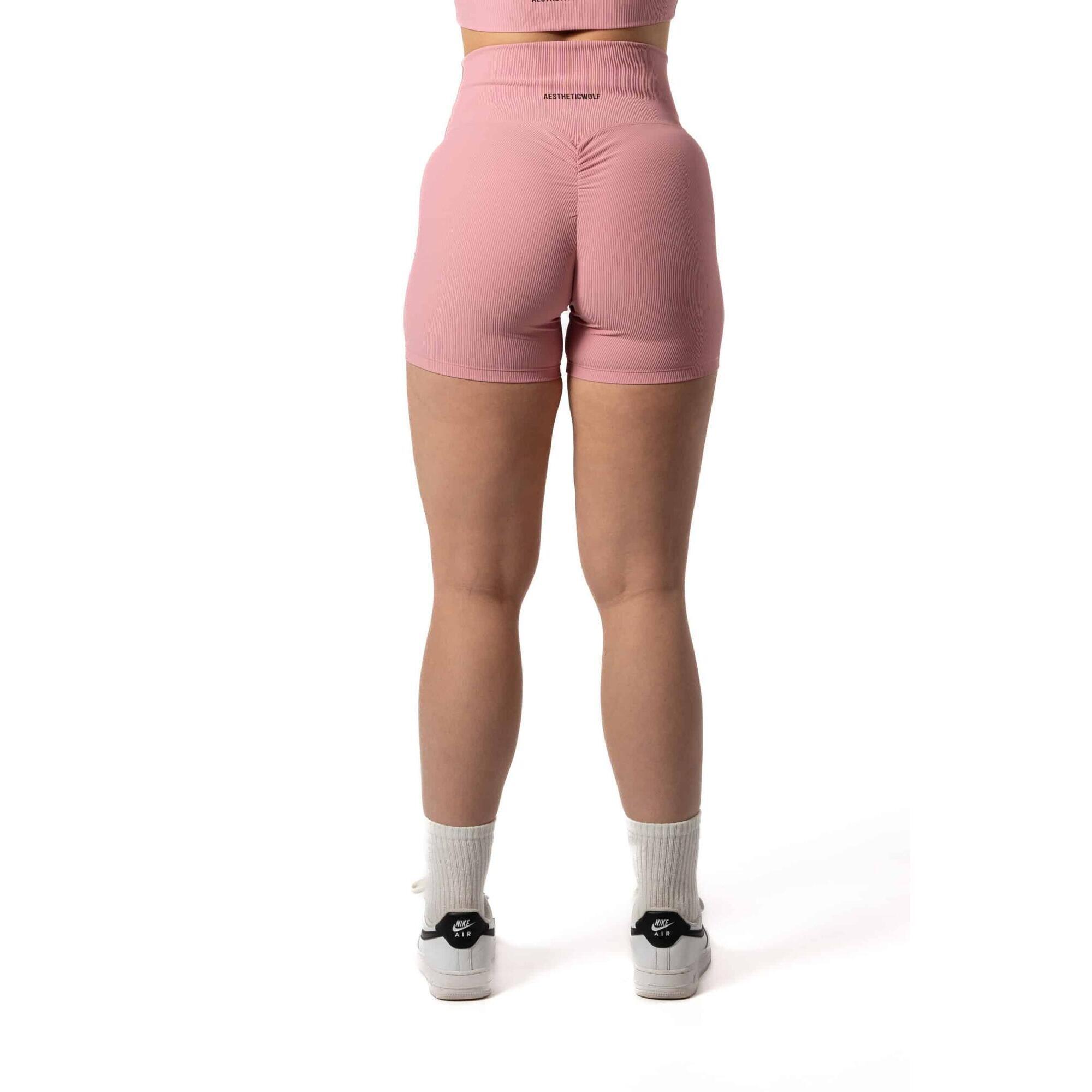 Aesthetic Wolf - Short Sans Souture Côtelée V2 Scrunch Fitness Rose - Short - Rose - 48 Xl - Decathlon