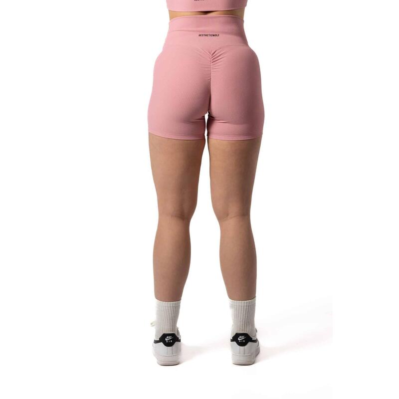 Gerippte v2 Scrunch Nahtlose Shorts Fitness Rosa