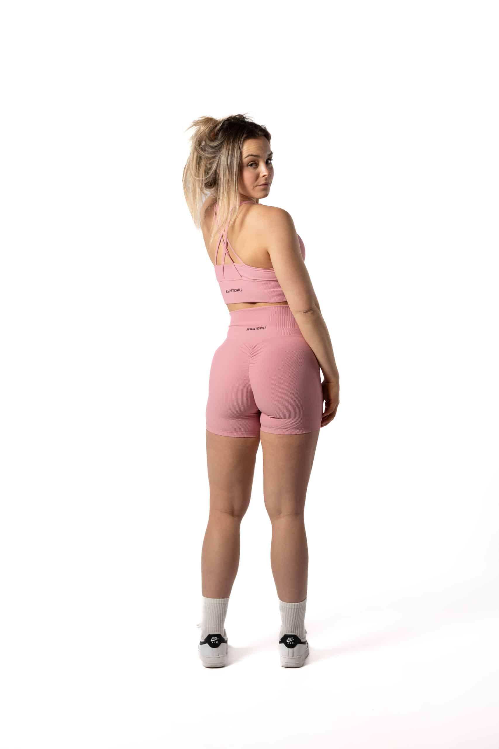 Pantaloncini a coste v2 Scrunch - Fitness - Donna - Zucchero filato 4/5