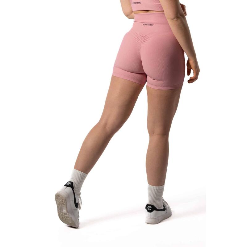 Naadloze Ribbed v2 Scrunch Seamless Shorts voor Fitness Roze