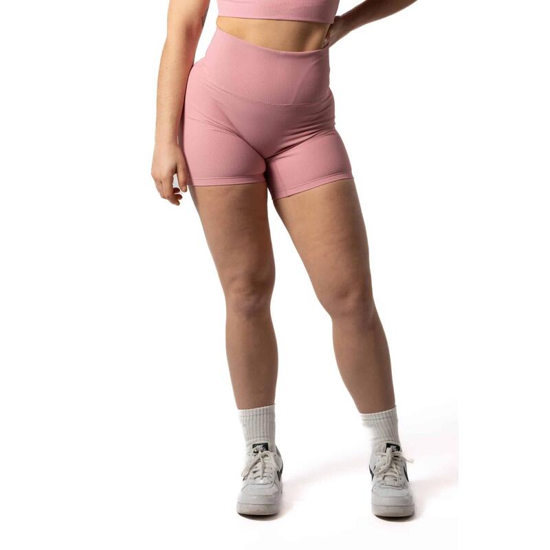 Naadloze Ribbed v2 Scrunch Seamless Shorts voor Fitness Roze